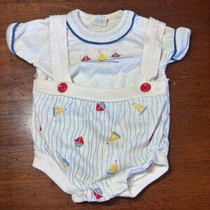Vintage Baby Boat One-piece Outfit - 0-6 Months